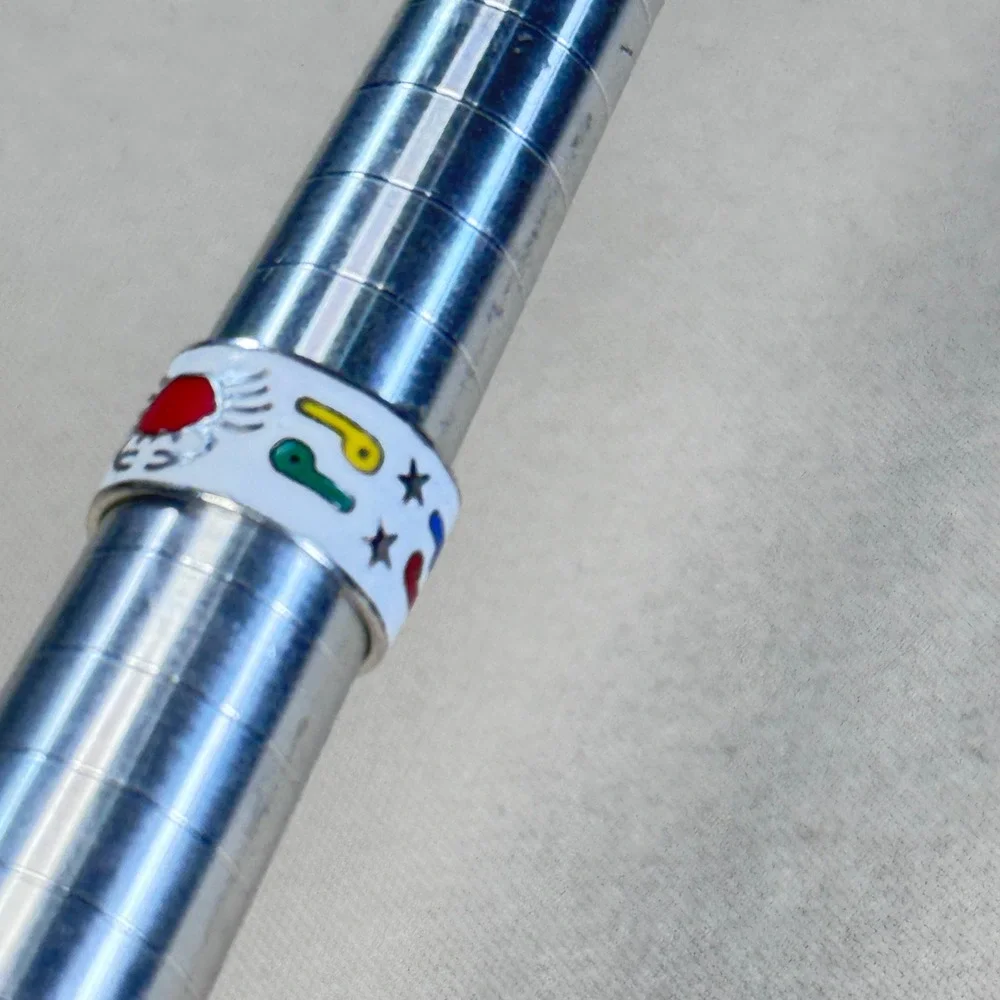 Sterling‎ Silver 925 Enamel Crab Tribal Folk Art Design Ring Thailand Size 4.25
